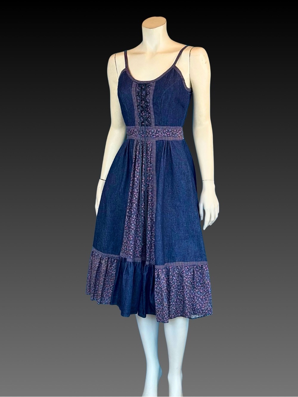 DENIM Gunne Sax Shamash and Yofi Label Corset Prairie Sun Dress / XS XXS / NWT - Picture 10 of 12